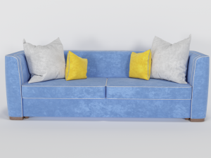 velvet sofa with four pillow 3D मॉडल