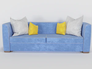 Samtsofa mit vier Kissen 3D Modell