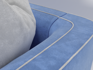 velvet sofa with four pillow Model 3D