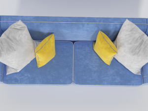 velvet sofa with four pillow Model 3D