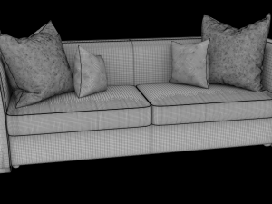 velvet sofa with four pillow Model 3D