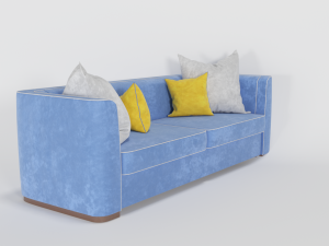 velvet sofa with four pillow Model 3D