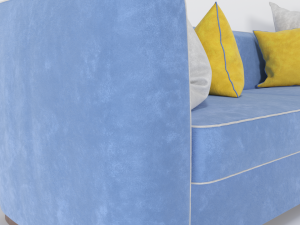 velvet sofa with four pillow Model 3D
