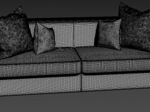 velvet sofa with four pillow Model 3D