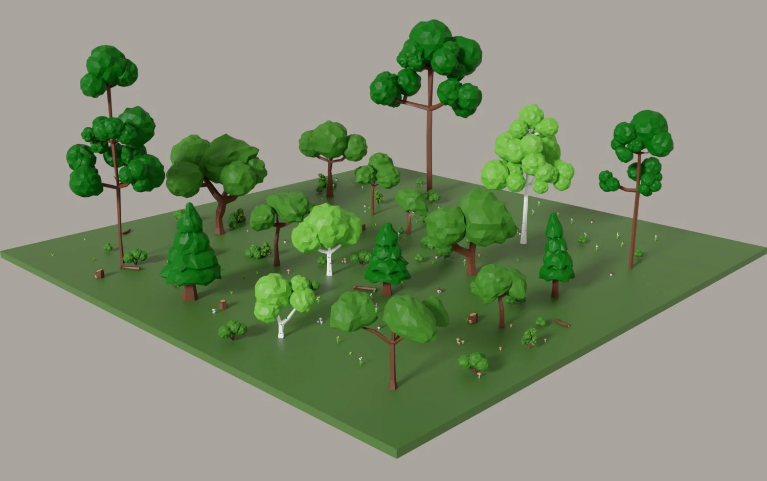 low poly tress 3D Model .c4d .max .obj .3ds .fbx .stl .blend 