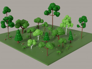 low poly tress 3D Model