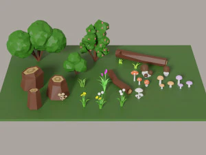 low poly tress 3D Model