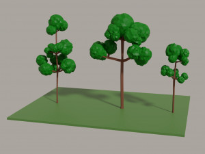 low poly tress 3Dモデル
