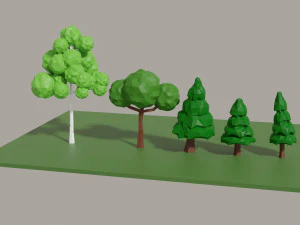 low poly tress 3D Model