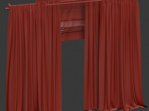 curtains with tulle and roman blinds 3D Model