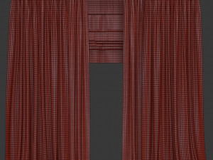 curtains with tulle and roman blinds 3D Model