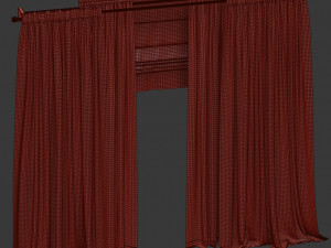 curtains with tulle and roman blinds 3D Model