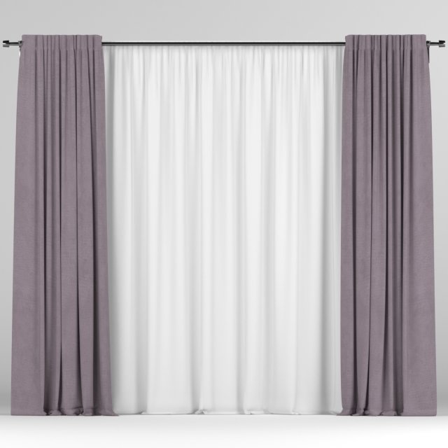 curtains with tulle Modello 3D .c4d .max .obj .3ds .fbx .stl .blend