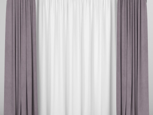 curtains with tulle Modèle 3D