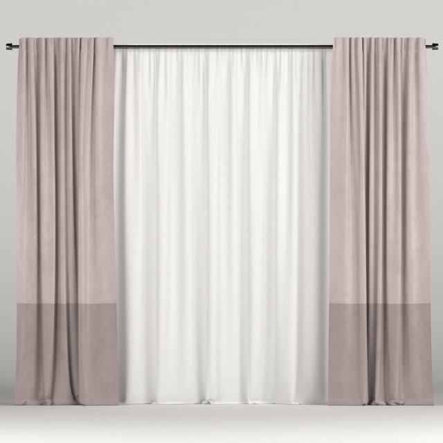 curtains with tulle Model 3D .c4d .max .obj .3ds .fbx .stl .blend 