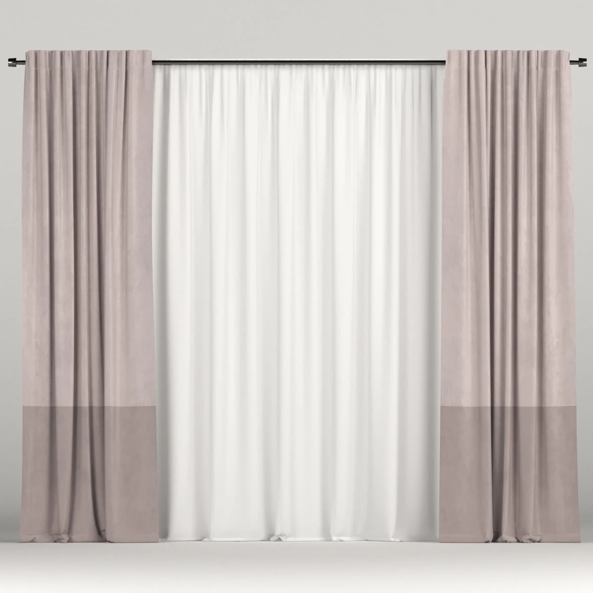 curtains with tulle 3D Model .c4d .max .obj .3ds .fbx .stl .blend