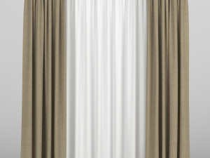 curtains with tulle 3D Model