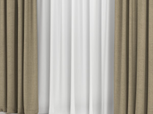 curtains with tulle 3D-Modell