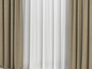 curtains with tulle 3D Model