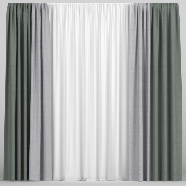 curtains in two colors with tulle Model 3D .c4d .max .obj .3ds .fbx .stl .blend 
