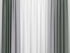 curtains in two colors with tulle Modelo 3D