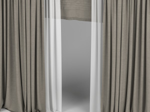 curtains with tulle and roman blinds 3D Модель