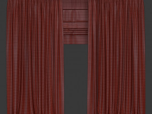 curtains with tulle and roman blinds 3D Модель