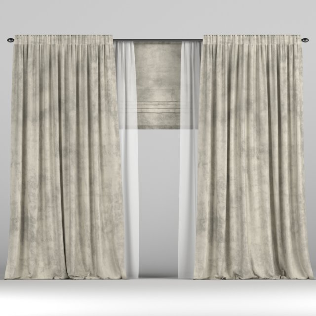 velvet curtains with roman and tulle Modelo 3D .c4d .max .obj .3ds .fbx .stl .blend 