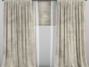 velvet curtains with roman and tulle 3D Model