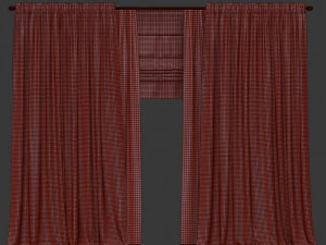 velvet curtains with roman and tulle 3D Model