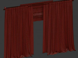 velvet curtains with roman and tulle 3D Model