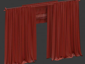 velvet curtains with roman and tulle 3D Model
