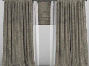 velvet curtains with roman and tulle 3D Model