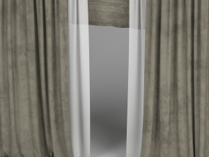 velvet curtains with roman and tulle Model 3D