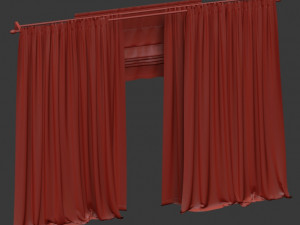velvet curtains with roman and tulle Model 3D