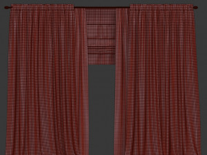 velvet curtains with roman and tulle Model 3D