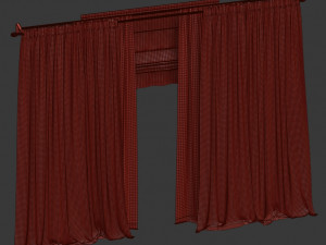 velvet curtains with roman and tulle Model 3D