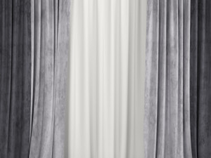 wide curtains with tulle in two colors 3D Модель