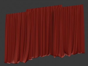 wide curtains with tulle in two colors 3D Модель