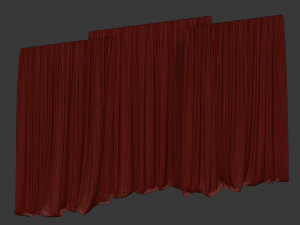 wide curtains with tulle in two colors 3D Модель