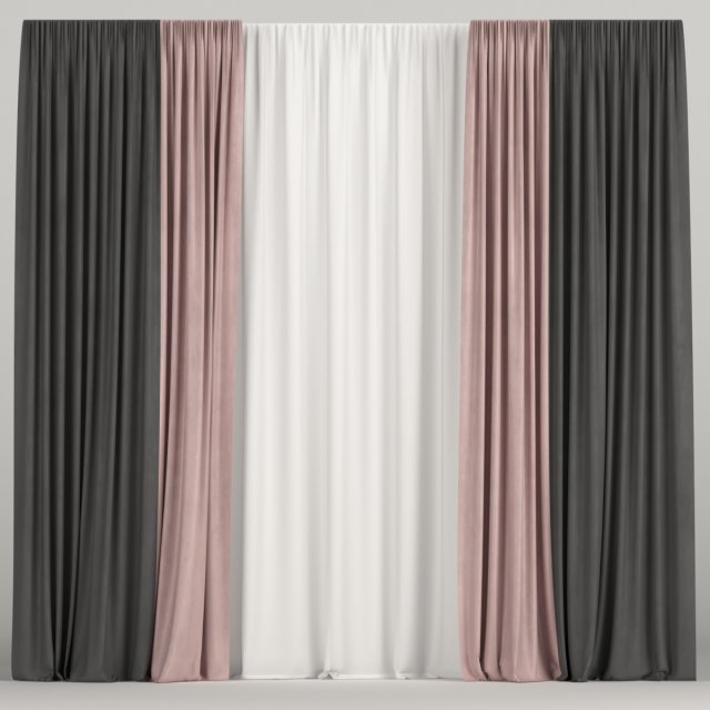 curtains with tulle 3D Модель .c4d .max .obj .3ds .fbx .stl .blend 
