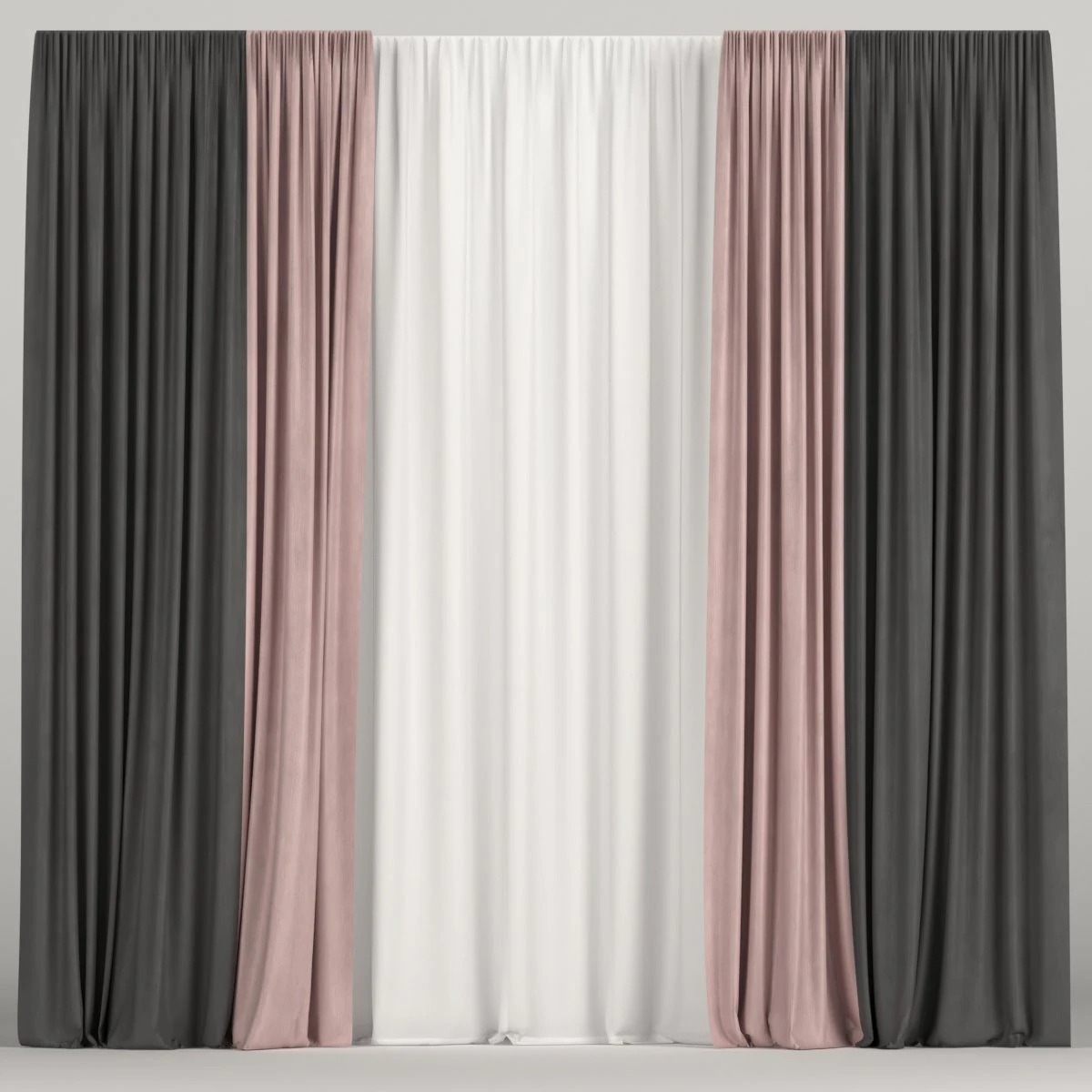 curtains with tulle 3D Model .c4d .max .obj .3ds .fbx .stl .blend 
