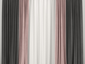 curtains with tulle 3D Model
