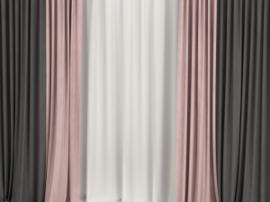 curtains with tulle 3D Модель