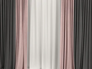 curtains with tulle 3D Model