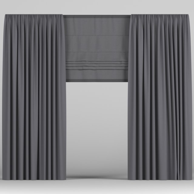 curtains with roman 3D Модель .c4d .max .obj .3ds .fbx .stl .blend 