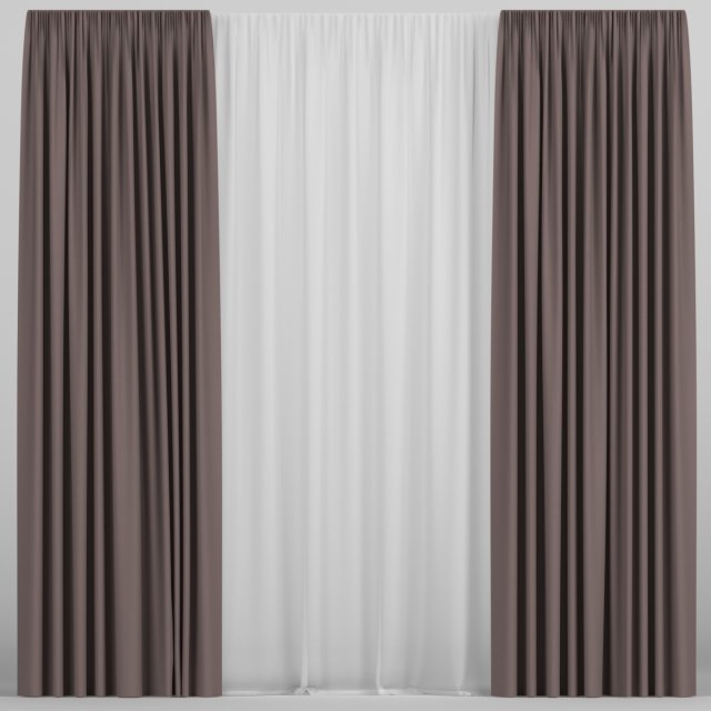 curtains with tulle 3D मॉडल .c4d .max .obj .3ds .fbx .stl .blend 