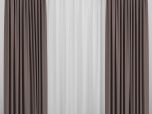 curtains with tulle Modelo 3D