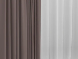 curtains with tulle 3D Model