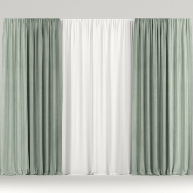 curtains with tulle Modelo 3D .c4d .max .obj .3ds .fbx .stl .blend 